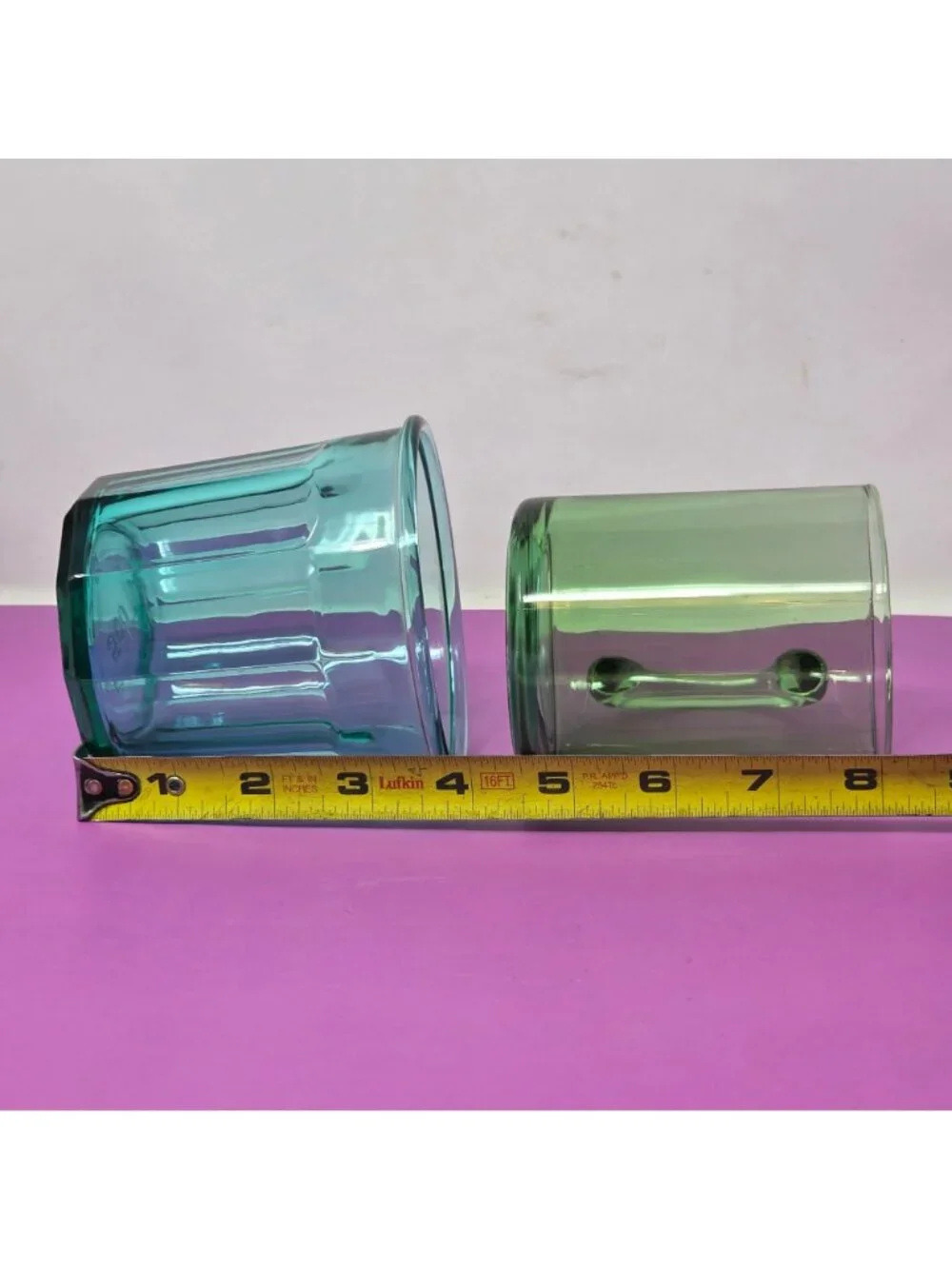 Vintage France‎ Glass Tumbler & Green Mug Lot Retro MCM Colored Glass Drinkware